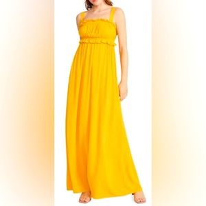BB DAKOTA (STEVE MADDEN) Golden Yellow Squareneck Maxi Dress